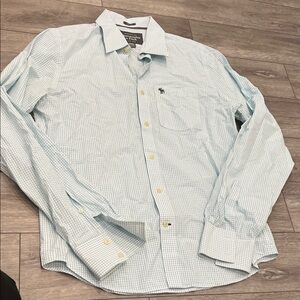 Abercrombie & Fitch Men's Light Blue Plaid Shirt